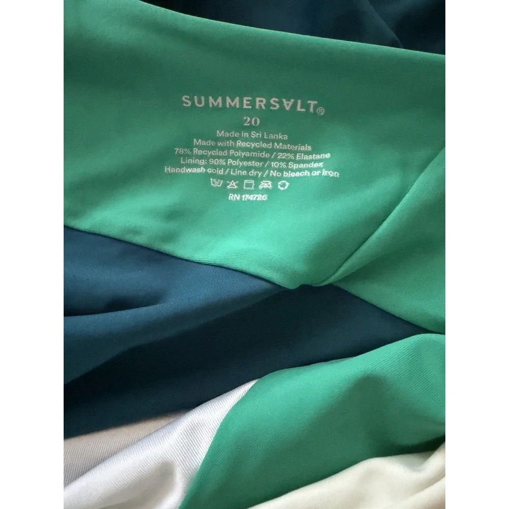 Summersalt One Shoulder The Sidestroke Swimsuit Size 20 Blue Green White